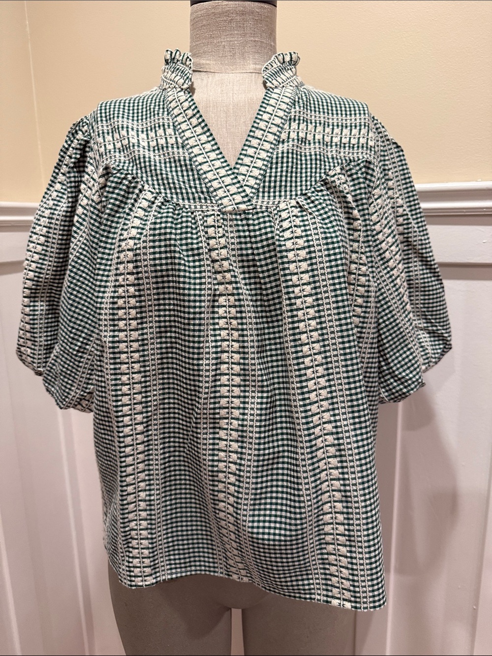 New! THML textured stripe puff sleeve top